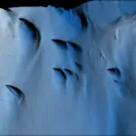 A visualisation of the underside of an ice shelf