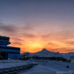 A sunset over the snow