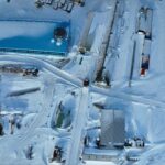 aerial view of antarctic research station