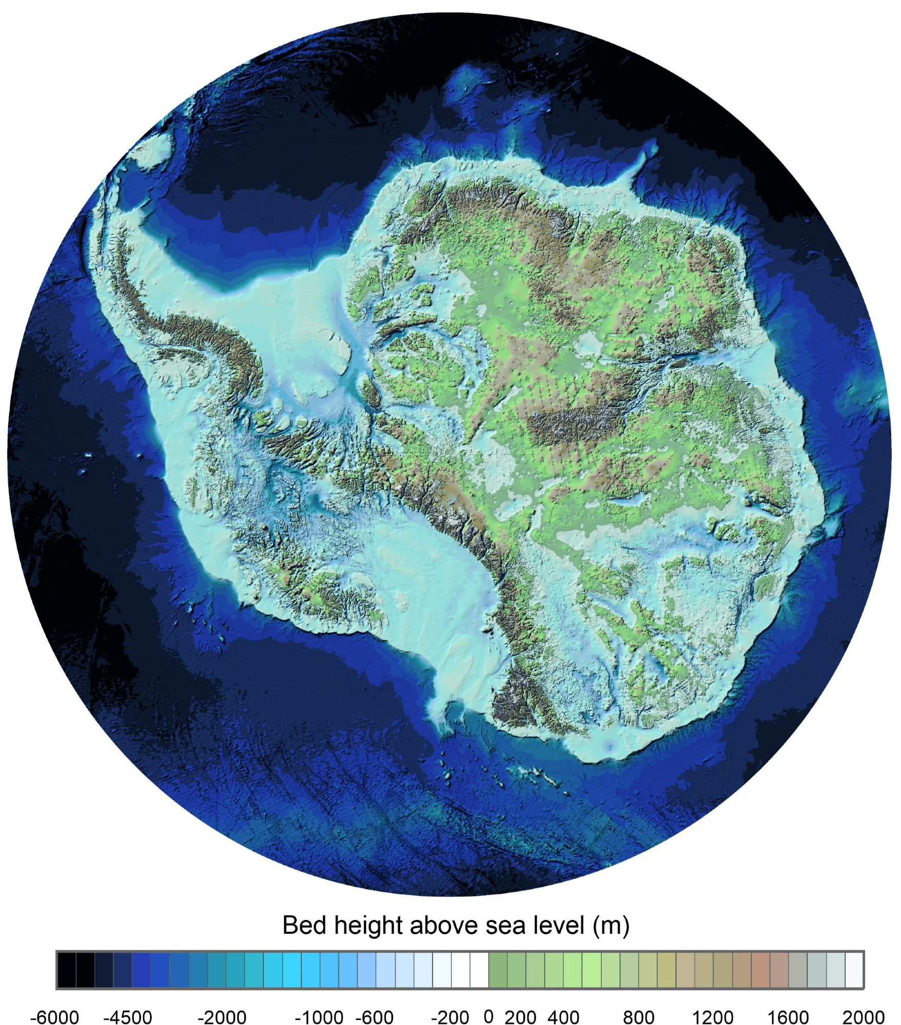 A topographical map of Antarctica 